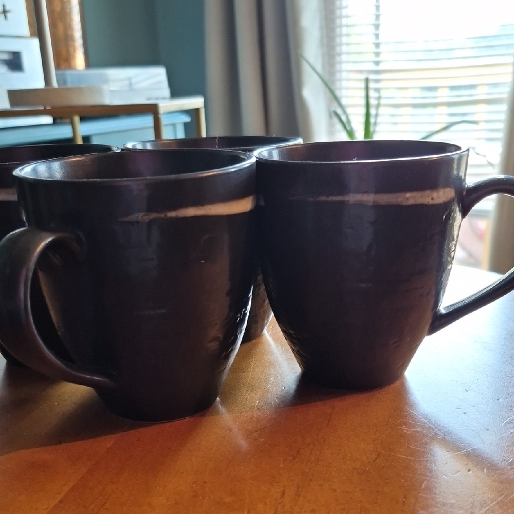 Solaris by Joseph Abboud Brown & Gold Ceramic Mugs Set of 4